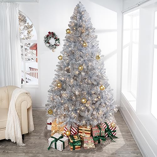 7.5ft Artificial Prelit Silver Christmas Tree
