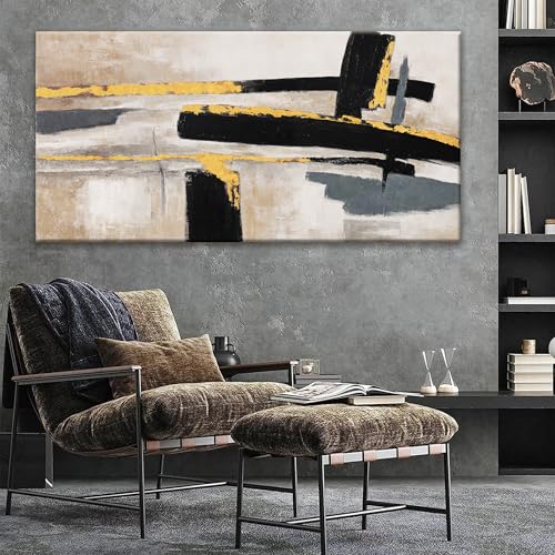 Abstract Wall Art Prints Large Canvas Wall Art Decor Prints Black And Gold Wall Art Decor Modern Paintings Home Wall Decorations For Living Room Bedroom Kitchen Office Decoration 29" × 58"