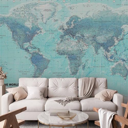 Wall Mural World Map 96x69 in (46.17 Sq Ft)