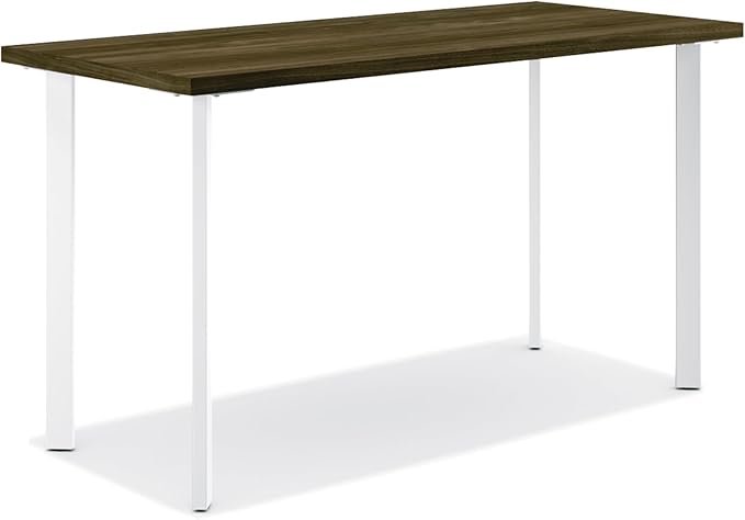 HON Coze Home Office Desks, Sturdy Table Computer Desk, 54", Walnut Top, White Base