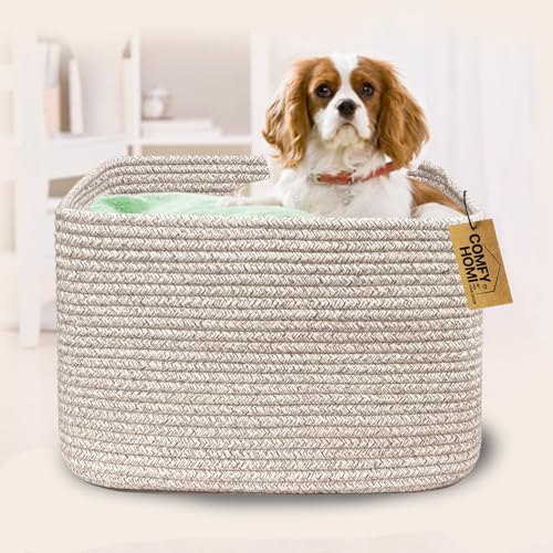 Cotton Rope Woven Basket with Handles for Shelves