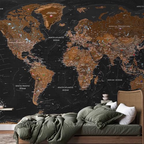 Wall Mural World Map 177x124 in (152.63 Sq Ft)