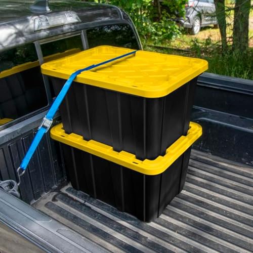 Industrial Storage Tote with Lids for Garage (4 Count)