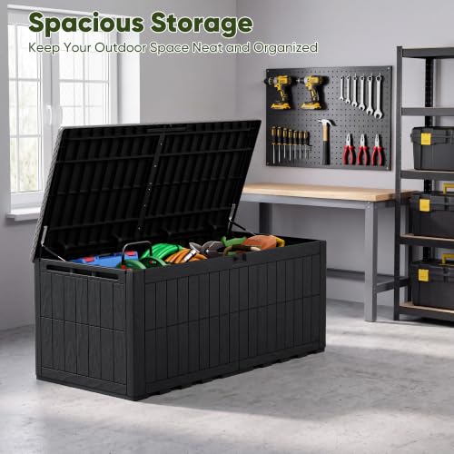 230 Gallon Deck Box Resin Outdoor Storage Box Waterproof