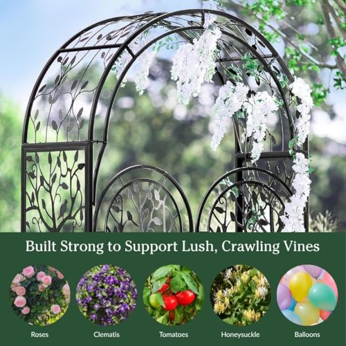 Metal Tree of Life Arched Garden Arbor with Gate