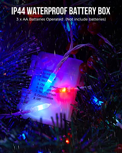 Red White Blue Battery Operated Mini String Lights 2 Pack 18 Feet 50 LED (50 Count)