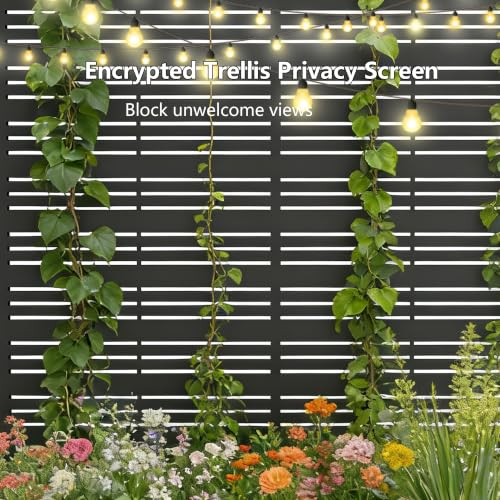 Metal Planter Box with Trellis Privacy Screen