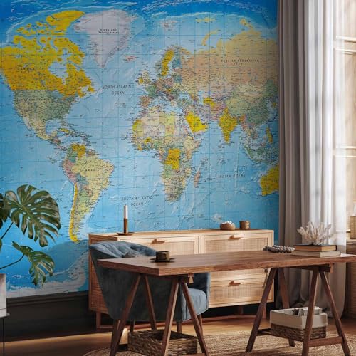Wall Mural World Map 77x55 in (29.49 Sq Ft)