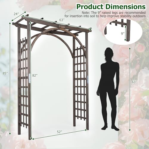 85" Wooden Garden Arch Trellis