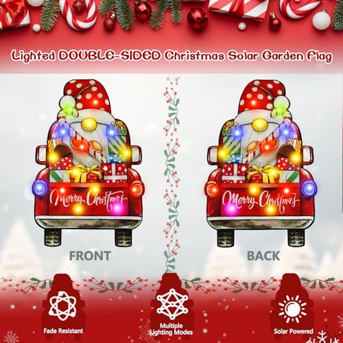12x18 Lighted Christmas Dwarf Garden Flag