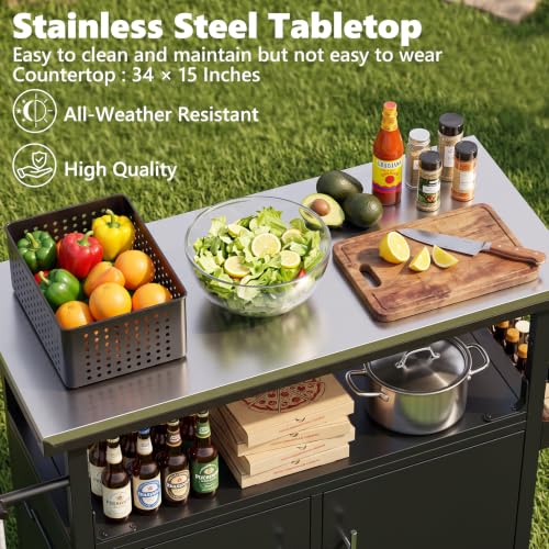 Outdoor Grill Cart with Stainless Steel Top