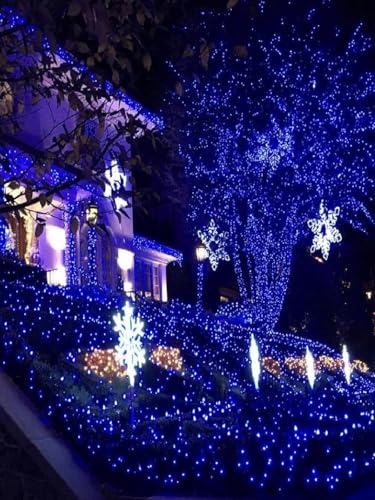 Solar Christmas Lights Outdoor 4 Pack 132FT 400LED Fairy String Lights Blue (4 Count)