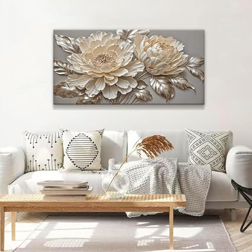 White Flower Wall Art Painting Artwork For Living Room Home Decor 20X40 ln