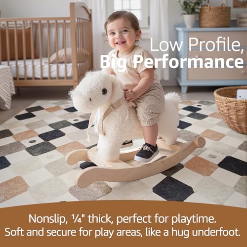 4ft Round Kids Rug Washable Playroom Rug Colorful Nursery Marble (12.57 Sq Ft)