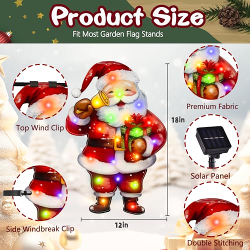 12x18 Lighted Christmas Santa Garden Flag