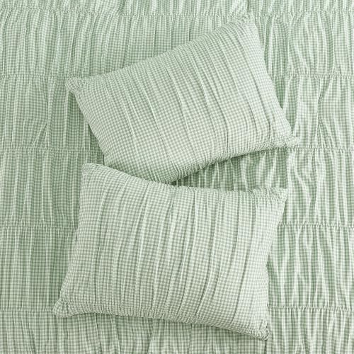 Green Gingham King Size Comforter Set