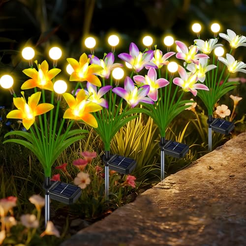 4 Pack Lily Flower Solar Garden Lights (2 Count)