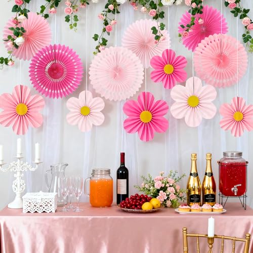 Pink Paper Fans Wall Decor (12 Count)