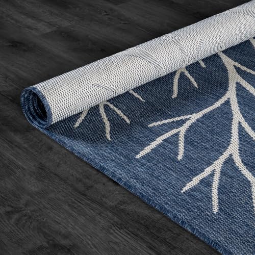 Washable Indoor Outdoor Rug 6x9 Modern Area Rugs Branch Pattern Non Shedding Waterproof Easy Clean Patio Deck Porch Living Room Bedroom Garden RV (54 Sq Ft)