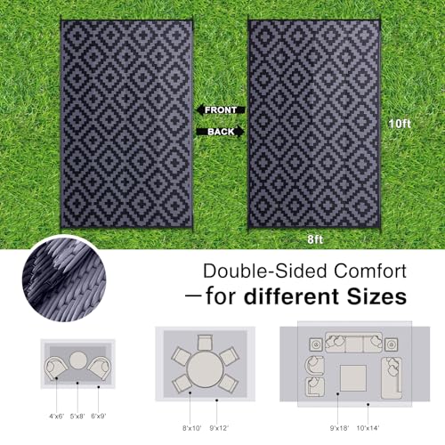 Outdoor Rug 8x10 ft Waterproof Reversible Mat