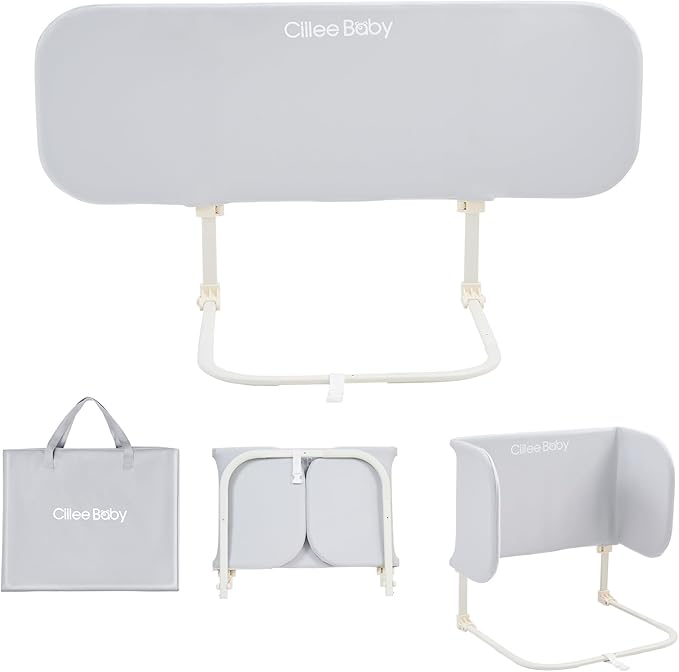 Ciilee Baby Bed Rail for Toddlers Portable Travel Kids Beds Guard Rails for Queen Bed Foldable Children Side Railing for Twin Beds Adjustable Bedrail Barandas para Camas de Niños（Grey,48in
