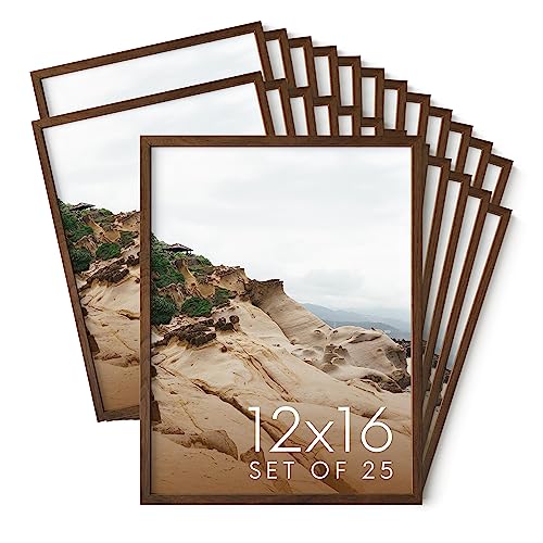 12x16 Walnut Oak Wood Picture Frames Set of 25