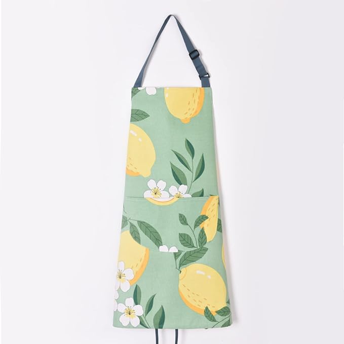 2 Pack Floral Apron for Women with Pockets, Adjustable Cotton Chef Aprons for Kitchen, Cooking, BBQ & Grill