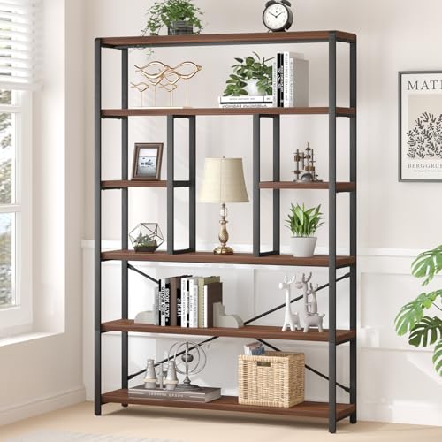 6 Tier Industrial Bookshelf for Bedroom Living Room Office