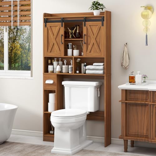 Over The Toilet Storage Cabinet with Sliding Doors