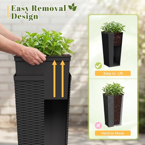 24" Front Porch Resin Rattan Tall Planters 2 Pack (2 Count)
