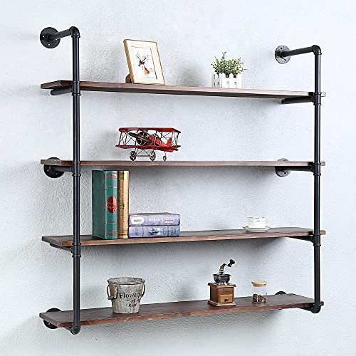Industrial Pipe Shelves With Wood Planks