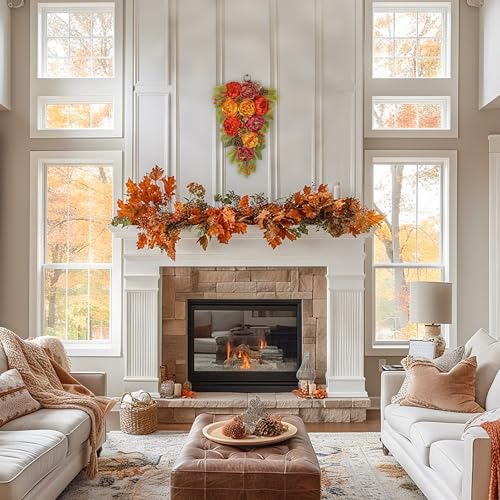 Fall Teardrop Swag with Peonies