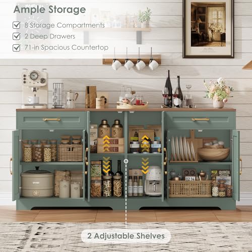 71” Large Sideboard Buffet Cabinet with Storage