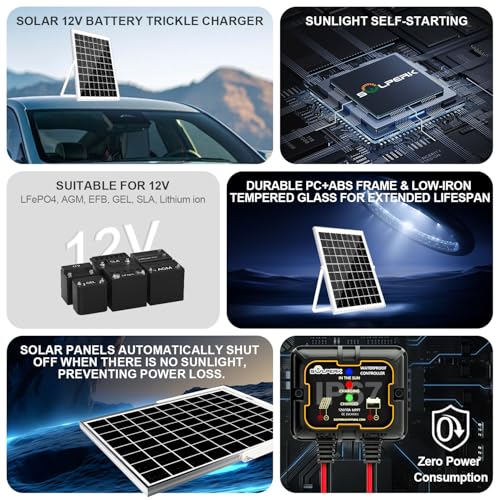 Solar Panel Kit 10W 12V Waterproof Solar Battery Trickle Charger