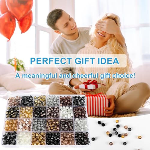 About 1200PCS 6mm Crack Glass Beads (1200 Count)