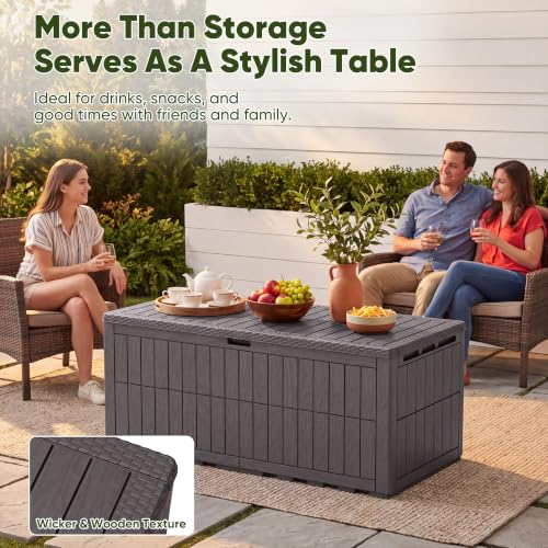230 Gallon Deck Box Resin Outdoor Storage Box Waterproof