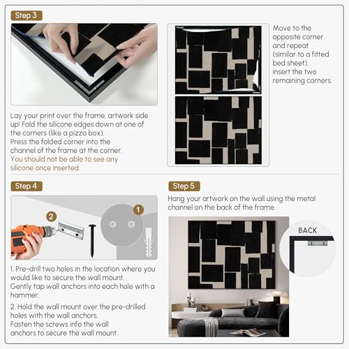 60"x72" Extra Large Framed Wall Art Modern Abstract Black and Beige Geometric Blocks for Home Living Room Bedroom Decor