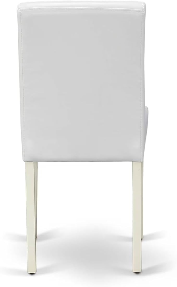 East West Furniture V027AB264-5 5 Piece Dinette Set Includes a Rectangle Dining Room Table with V-Legs and 4 White Faux Leather Upholstered Parson Chairs, 40x72 Inch, Multi-Color