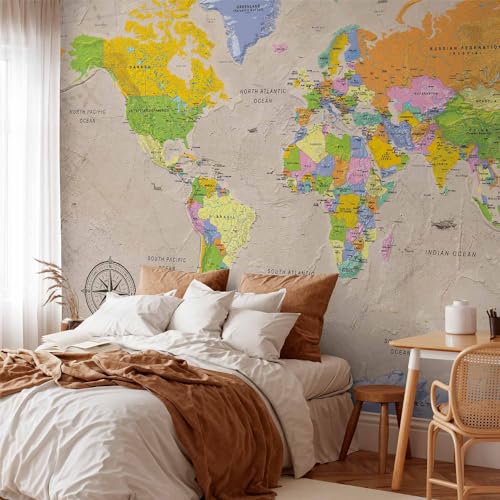 Wall Mural World Map 154x110 in (118.18 Sq Ft)