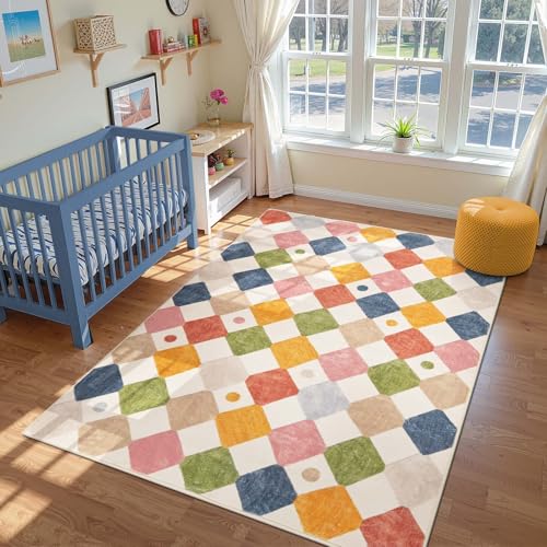 6x9 Classroom Rug Washable Kids Area Rug Colorful Playroom Mat (54 Sq Ft)