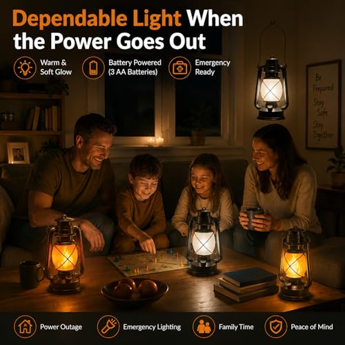 Battery Powered Vintage LED Lanterns 4 Pack with Remote Control (4 Count)