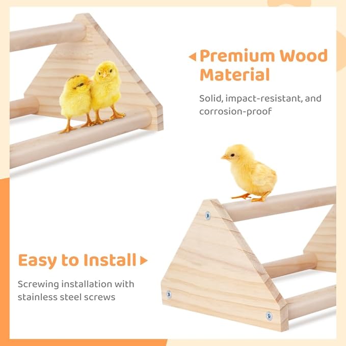 Chick Stand Training Perch, Wood Chicken Roosting Bar for Entertainment, Wooden Chick Perch, 7.9 X 6.9 X 4.14’’ Toy for Coop & Brooder, Chick Jungle Gym Perch