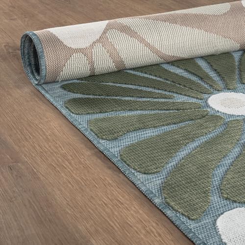 Outdoor Rug 6x9 Modern Floral Tropical Area Rugs for Outdoor and Indoor Patio Easy to Clean Non Shedding Living Room Porch Garden Washable Outside Carpet (58.5 Sq Ft)