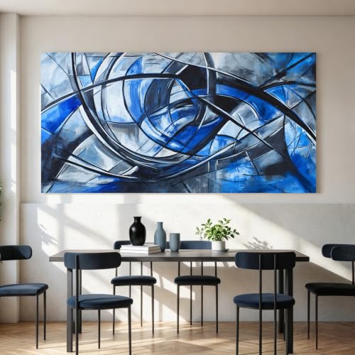 Abstract Wall Art Decor Oversized Wall Art Pictures for Living Room Abstract Canvas Art Wall Decor Modern Large Blue Wall Art Prints Black and White Wall Art Decor Bedroom Office Decor 29" X 58"
