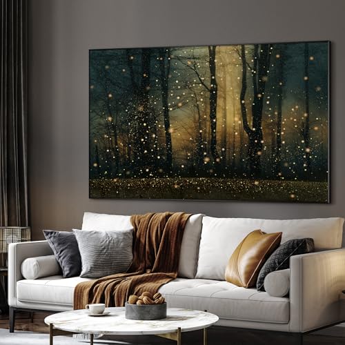 46"x72" Extra Large Framed Wall Art Magical Firefly Forest at Twilight