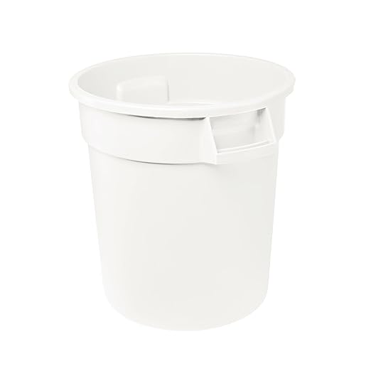 Feed and Seed Storage Container, 55 Gallon White Round Commercial Trash Can/Ingredient Bin, Food Storage Plastic Bin, Use in Agricultural, Gardening, or Household