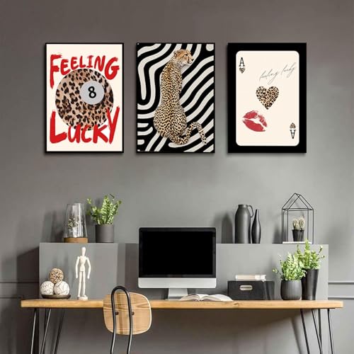 3Pcs Trendy Leopard Print Canvas Wall Art (3 Count)
