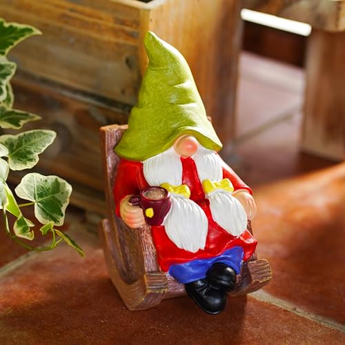 Drinking Coffee Faceless Garden Female Gnome Statue Decoration 6.5" Figurine Ornament for Indoor Outdoor Home Patio Yard Lawn
