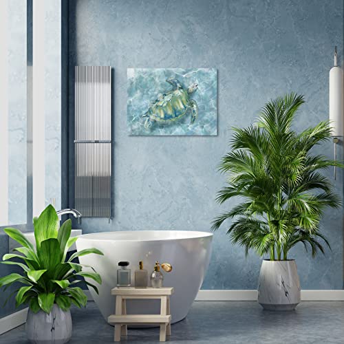 Canvas Wall Art for Bedroom Sea Turtle Wall Decor Pictures for Wall Blue Artwork Pictures Green Turtle Wall Decorations for Bathroom Bedroom Home Office 24 x 36 inches