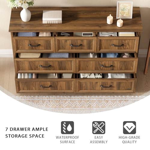 Farmhouse 7 Drawer Dresser for Bedroom